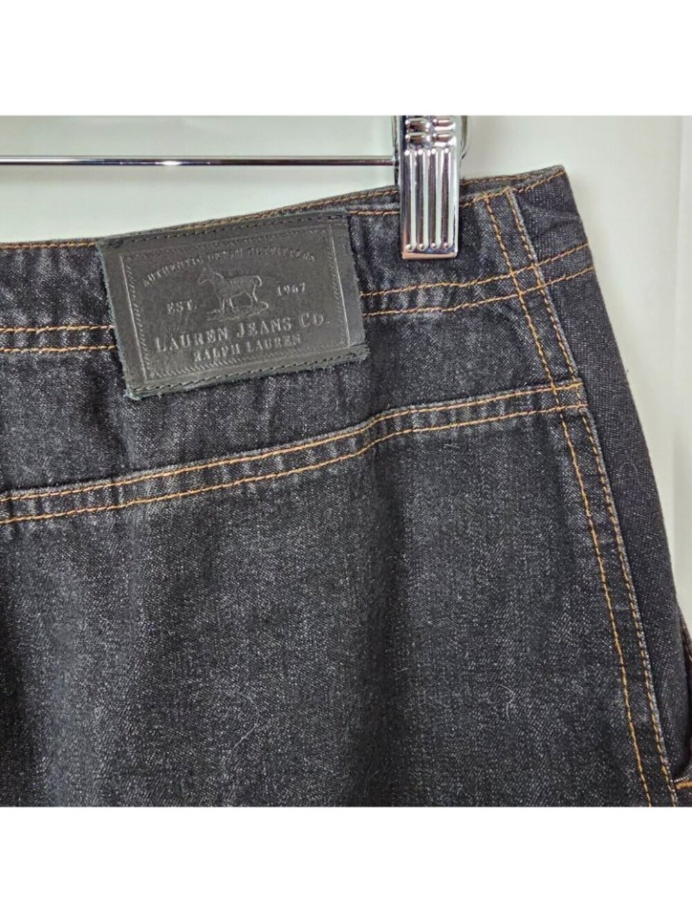 Ralph Lauren Denim Skirt Womens 6 Dark Wash Jean 100% Cotton Button Fly Pockets - Picture 5 of 8